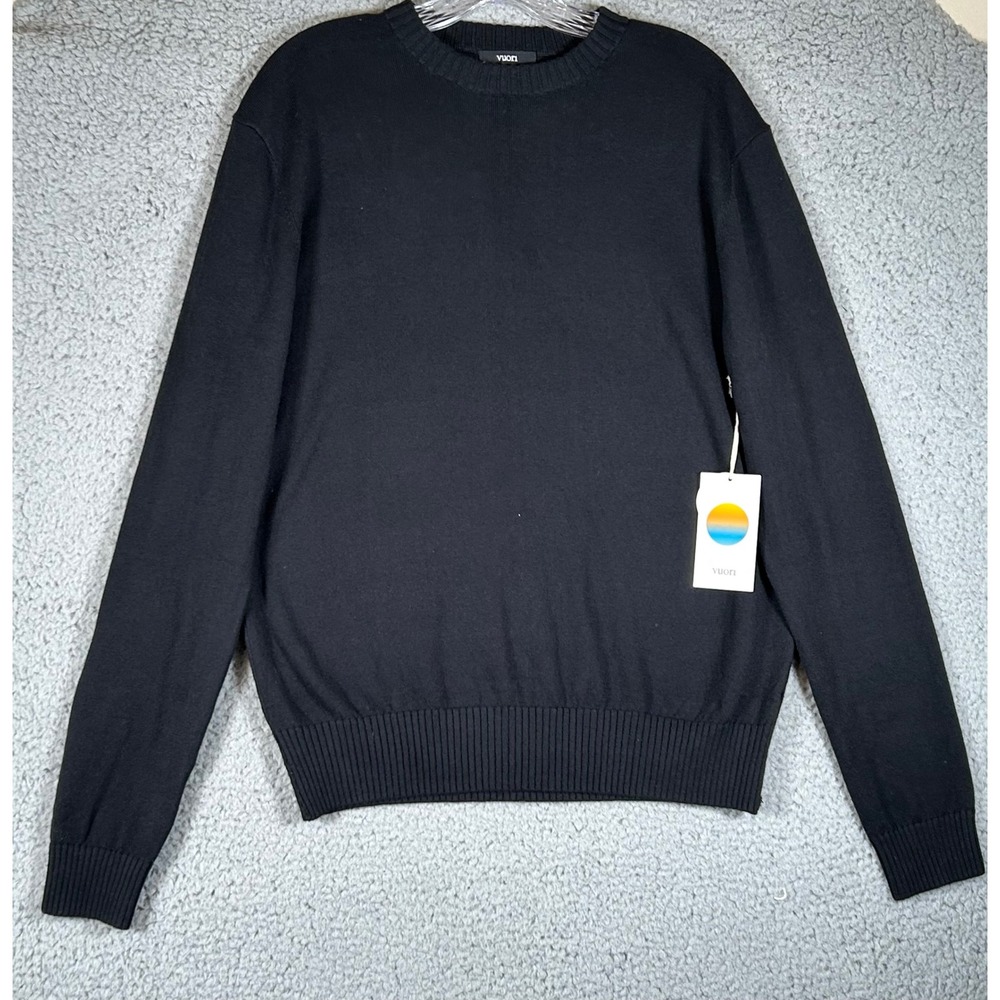 Vuori Fluent Sweater Mens Small Black Crew Neck Performance Knit NWT Capsule